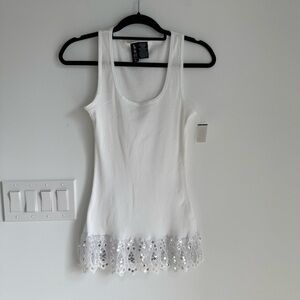 Y2K Ribbed Knit Tank Top Sequin Trim by L8TER Women’s Medium NEW